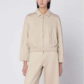 Max Mara Felpa cropped beige in misto seta