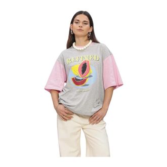 Refined Department Refined Department - Loui 9986 T-shirt - Dames - Tops - Grijs - Maat: L Katoen