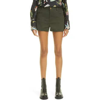 Monse Grommet Brushed Twill Shorts in Olive at Nordstrom, Size 0