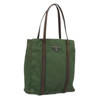 Prada Pre-owned Tote Bags, female, Green, Size: ONE SIZE Pre-owned Vintage Nylon Hand Bag