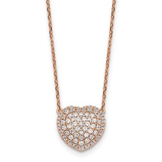Diamond2Deal 14k Gold 3/4 Ct Lab Grown Diamond Heart Pendant Necklace 18