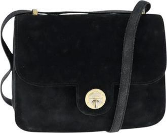 Fendi Pre-owned Cross Body Bags, female, Black, Size: ONE SIZE Pre-owned Suede Cross Body Bag