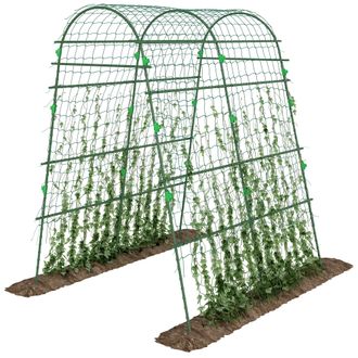 OUTSUNNY Enrejado De Pepino 206 Cm, Enrejado De Jard&iacute;n De Arco Para Plantas Trepadoras Al Aire Libre, Con Estructura De Acero Recubierta De Pe Y Red