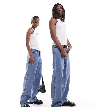 Weekday Galaxy - Jeans dritti ampi unisex stile anni 90 blu