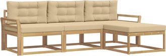 vidaXL Conjunto De Sof&aacute;s De Exterior 4 Uds. Y Beige Poli&eacute;ster Vidaxl
