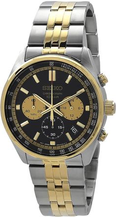 Seiko Chronograph Quartz Black Dial Mens Watch SSB430P1