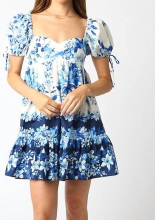 Olivaceous Ava Floral Dress In Blue