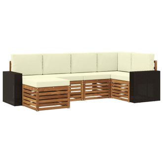 vidaXL Conjunto De Sof&aacute; Seccional Con Coj&iacute;n 6 Pcs Natural Y Crema Vidaxl