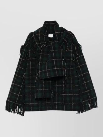 Toteme checked wool fringed cape