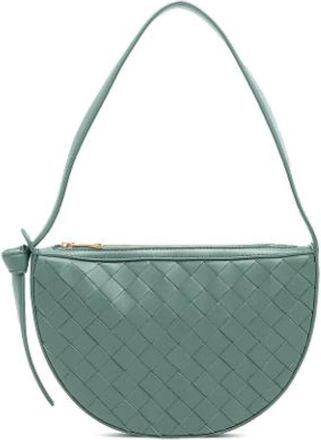 Bottega Veneta Pre-owned Shoulder Bags, female, Green, Size: ONE SIZE Pre-owned Woven Leather Shoulder Bag
