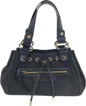 Bulgari Pre-owned Canvas Leather Logo Mania Handtas - Dames - Vintage Handtas - Zwart - ONE Size - Leer - Vintage