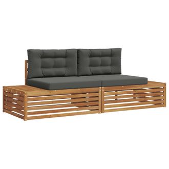 vidaXL Conjunto De Sof&aacute;s De Exterior Con Coj&iacute;n Natural Y Antracita Vidaxl