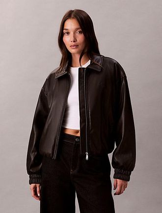 Calvin Klein Cazadora Bomber Holgada De Piel Sint&eacute;tica