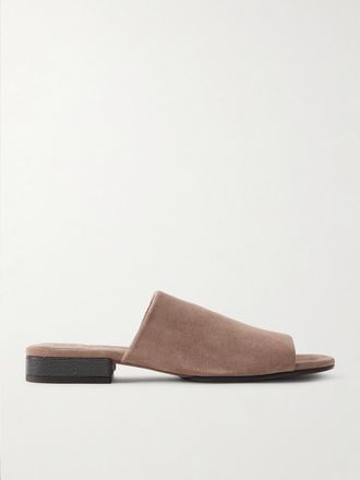 Brunello Cucinelli Mule In Camoscio Con Decorazioni - Marrone