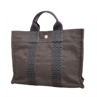 Herm&egrave;s Gray Canvas Tote Bag (Pre-Owned)