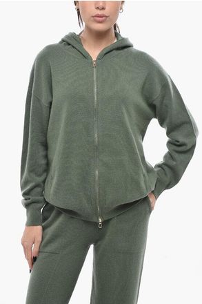 Bruno Manetti Maglia Hoodie in Cashmere con Zip Frontale taglia 42