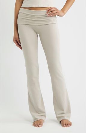SKIMS Stretch Cotton Jersey Foldover Pants in Stone at Nordstrom, Size Xx-Small