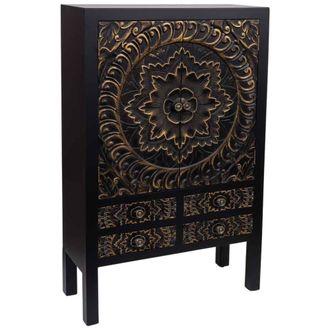 Wanderlust Deco Armario de madera 4 cajones y 2 puertas