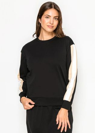YAL New York Black Long Sleeve Tee with Contrast Sleeve