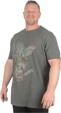 KAM Big Mens Washed Black Mowberry T Shirt Cotton Dark Skull Theme Large Man Oversized Long Tall for Sizes 2XL 3XL 4XL 5XL 6XL 7XL 8XL, Size : 6XL