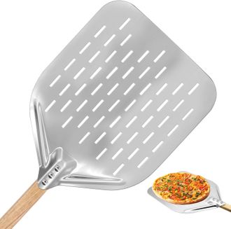 OEM Pala Para Pizza Perforada, Pala Para Pizza Grande De 30 Cm &times; 40 Cm, Pala Para Pizza Con Mango De Madera Extra&iacute;ble De 38 Cm, Se Desliza Sin Esfuerzo So