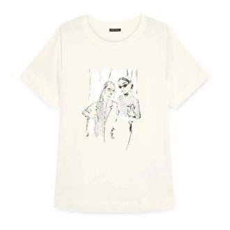 Fiorella Rubino Tops, Dames, Wit, XS, Katoen, Jersey T-shirt met print