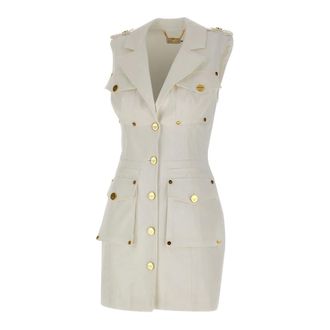 Elisabetta Franchi Short Dresses, female, White, Size: XS Double-breasted Dress