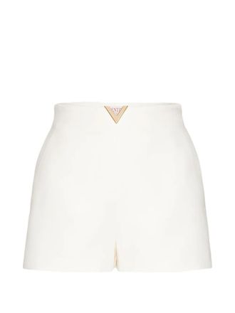 Valentino Garavani V detail shorts - women - Silk/Virgin Wool/Silk - 36 - White