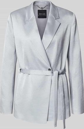Marc Cain Taillierter Wickelblazer mit Tailleng&uuml;rtel in Silber, Gr&ouml;&szlig;e 36