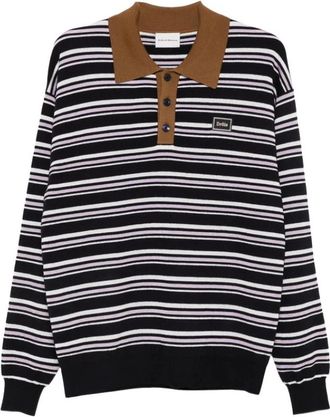 Dr&ocirc;le de Monsieur Gestreepte Gebreide Polo - Heren - Polos - Veelkleurig - M - Katoen - Tops
