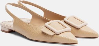 Manolo Blahnik Maylura croc-effect leather slingback flats