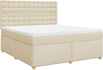 vidaXL Cama Box Spring Con Colch&oacute;n Tela Color Crema 180x200 Cm Vidaxl