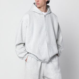 SKIMS Light grey zip-up hooded sweatshirt in cotton fleece