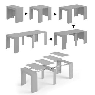 Dmora Mesa Consola Compton, Mesa De Comedor Extensible, Mesa Con Extensiones Multiusos Que Se Puede Extender Hasta 10 Asientos, Cm 51/237x90h78, Hormig&oacute;n, C