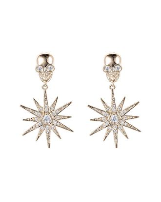 Eyecandy LA Eye Candy La Stars And Skulls Cz Crystal Drop Earrings