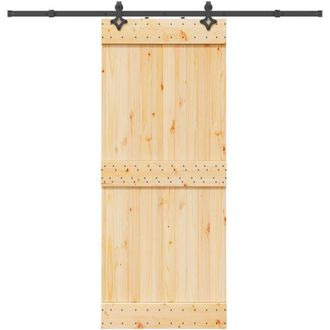 vidaXL Vidaxl - Puerta Corredera Con Herrajes Madera Maciza De Pino 85x210 Cm