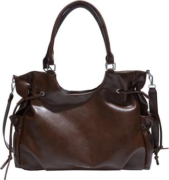 Generic PU Tote Bag Roomy Hobo Shoulder Bag Travel Tote Bag for Women (Brown)