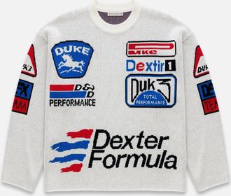 Duke + Dexter Duke + Dexter, Mens DR3 Sponsors Off-White Knitted Sweatshirt, Size XXL