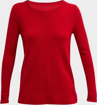 Neiman Marcus Cashmere Basic Crewneck Top
