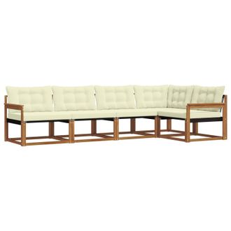 vidaXL Conjunto De Sof&aacute;s De Exterior Con Coj&iacute;n 5 Pcs Natural Y Crema Vidaxl