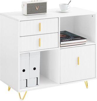 SoBuy Ask11-w Armario De Oficina Con 3 Cajones Y 2 Compartimentos Abiertos - Sobuy