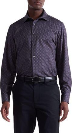 Bugatchi James OoohCotton Print Button-Up Shirt in Anthracite at Nordstrom, Size Xxx-Large