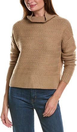 Forté Cashmere Crop Textured Mock Neck Wool & Cashmere-Blend Sweater