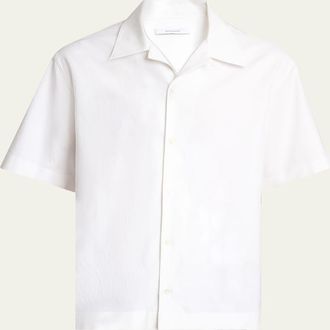 Givenchy Mens Logo-Back Poplin Bowling Shirt