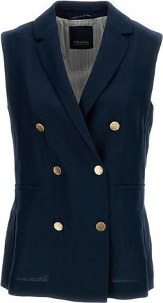 Max Mara Dark Blue Notched Lapel Blazer