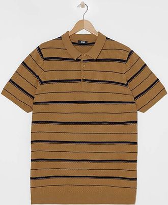 Jacamo Textured Stripe Knitted Polo