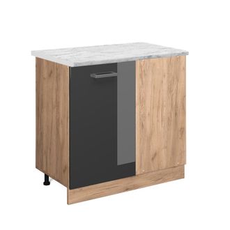 Vicco Armario De Esquina R-line, Antracita Alto Brillo, 86 Cm Et M&aacute;rmol