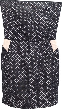 Maje Eyelet Tube Mini Dress in Black Cotton