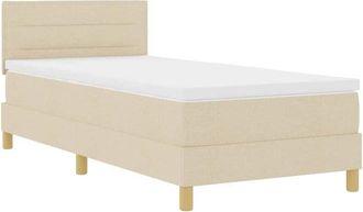 vidaXL Box Spring Bed with Mattress Cream 90 x 190 cm Fabric vidaXL