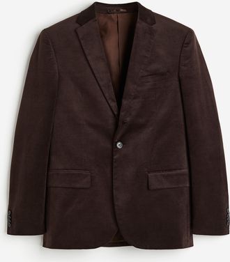 H&M Samtblazer in Slim Fit - Brown